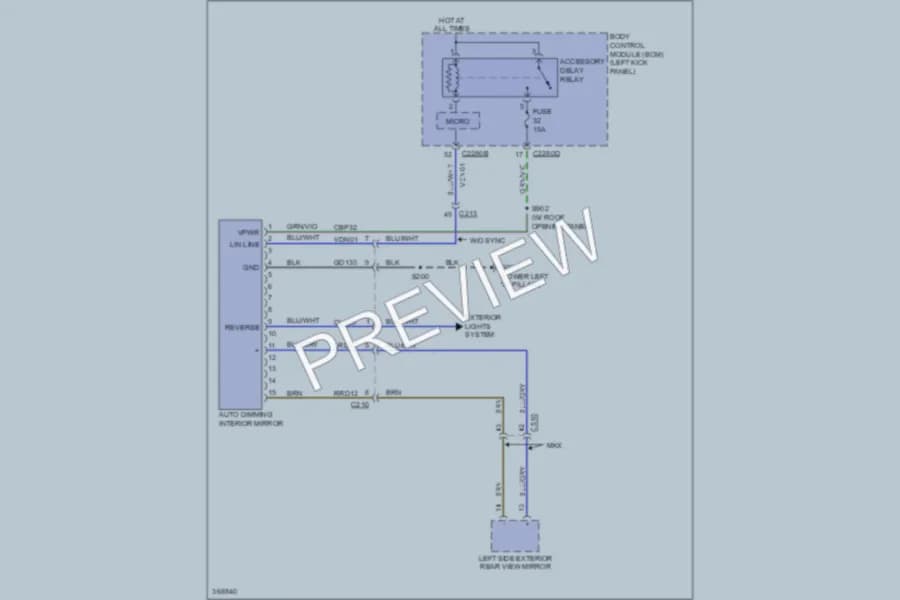 2013 Lincoln MKX Power Mirrors wiring diagram preview
