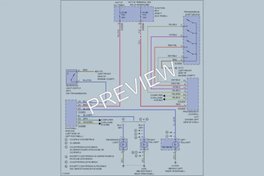 2013 MINI CooperCountryman Exterior Lights wiring diagram preview