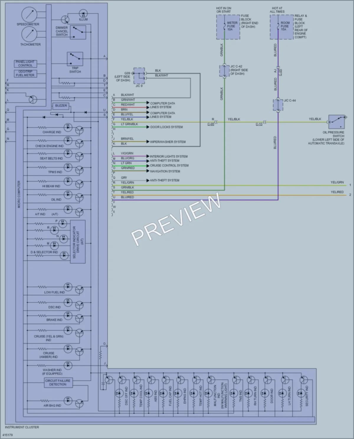 2013 Mazda 5 Instrument Cluster wiring diagram preview