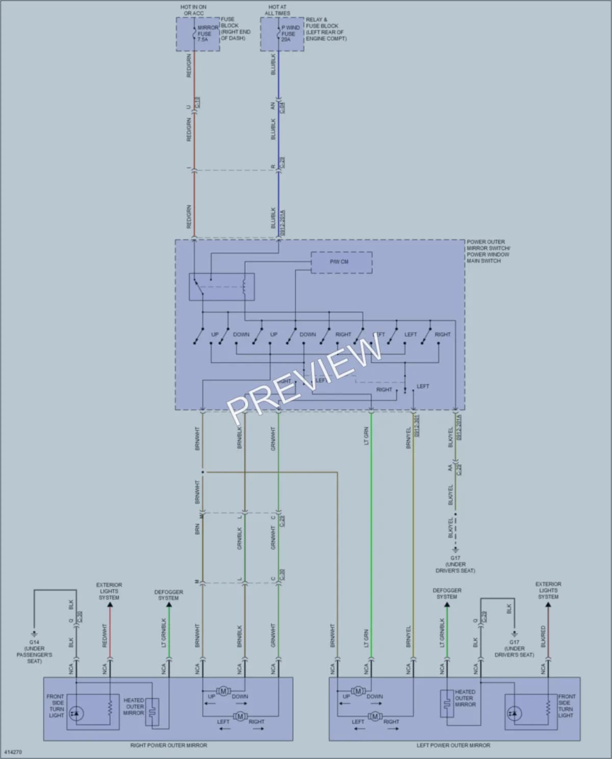 2013 Mazda 5 Power Mirrors wiring diagram preview