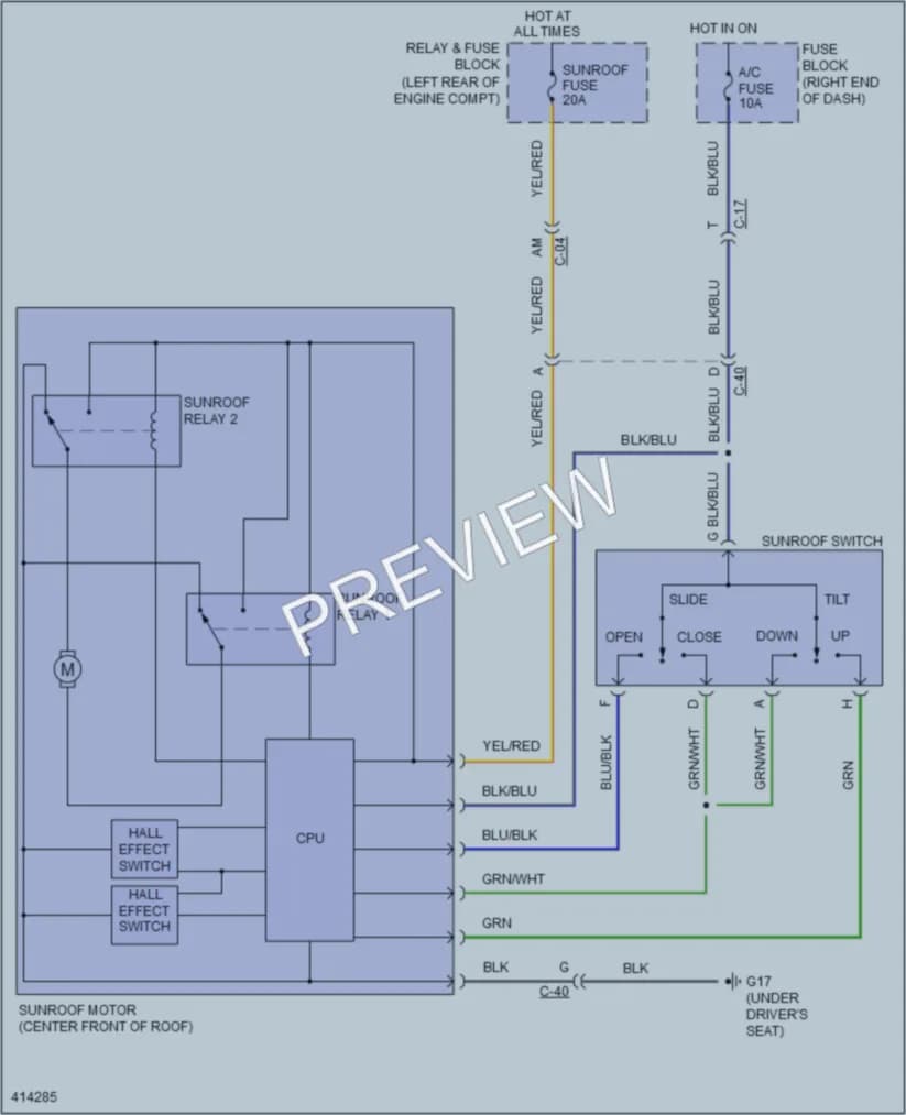 2013 Mazda 5 Power Top Sunroof wiring diagram preview