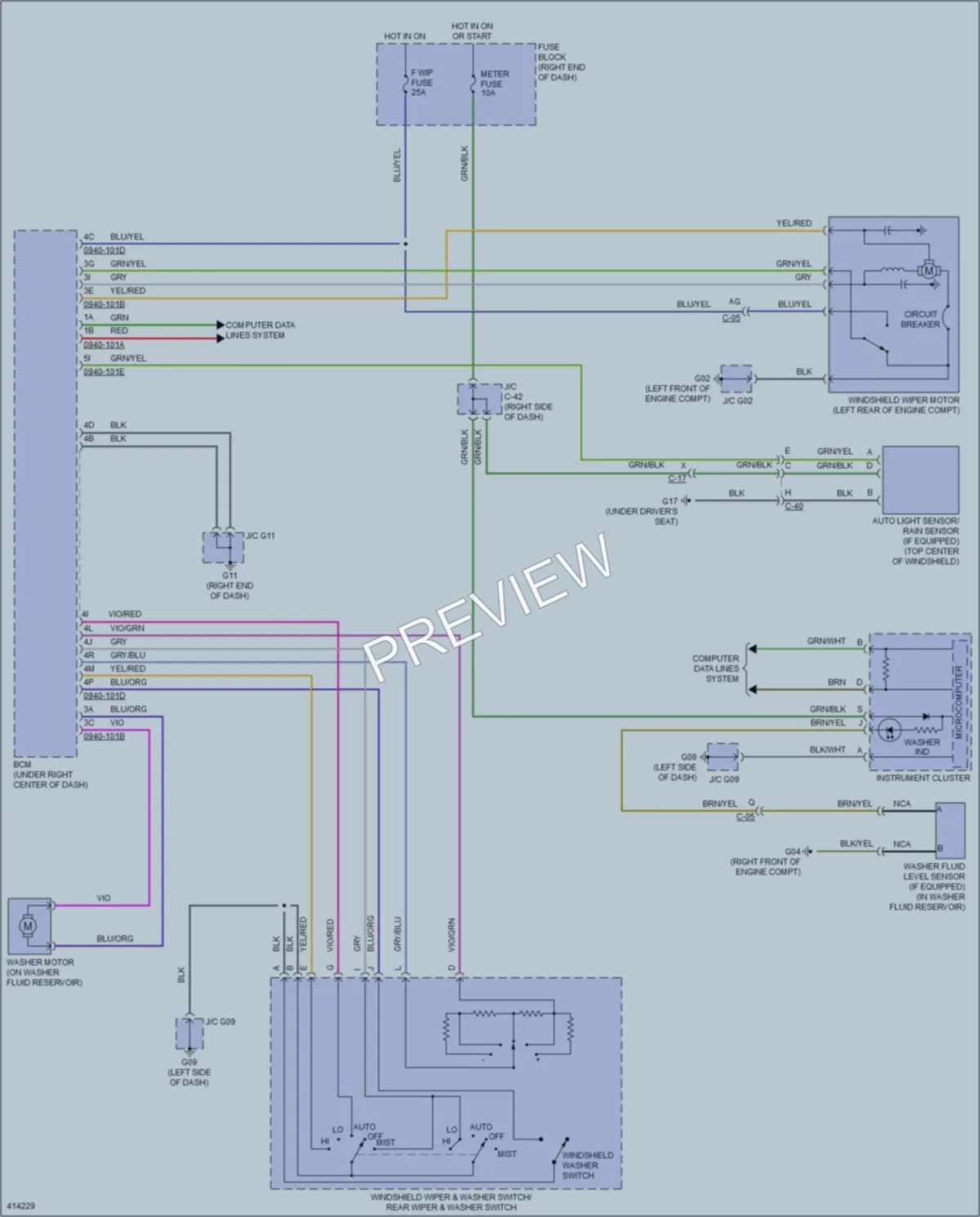 2013 Mazda 5 Wiper Washer wiring diagram preview