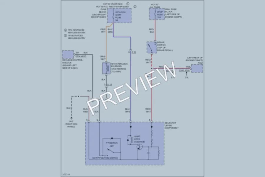 2013 Mazda 6 Shift Interlock wiring diagram preview