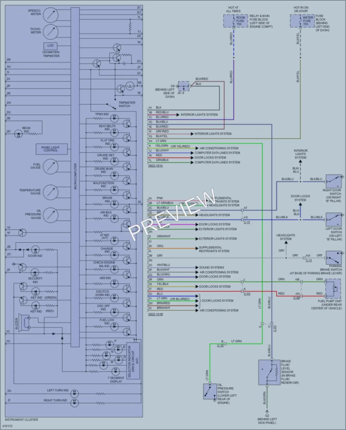 2013 Mazda MX5Miata Instrument Cluster wiring diagram preview