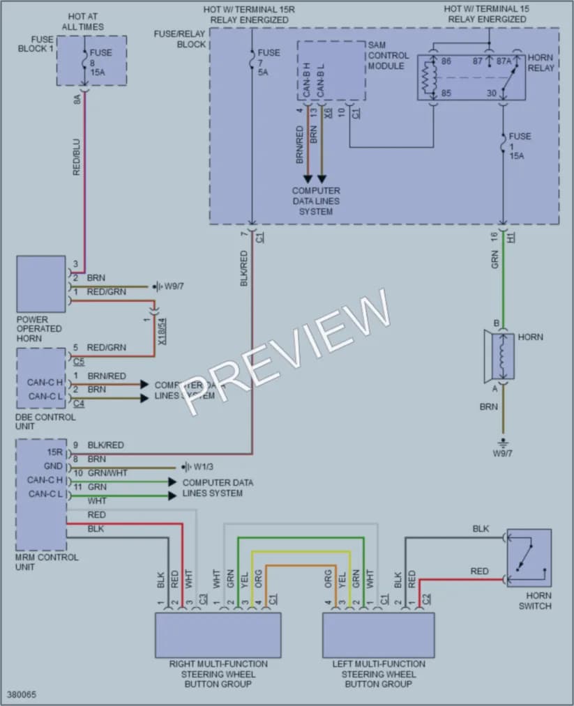 2013 MercedesBenz 2500Sprinter Horn wiring diagram preview