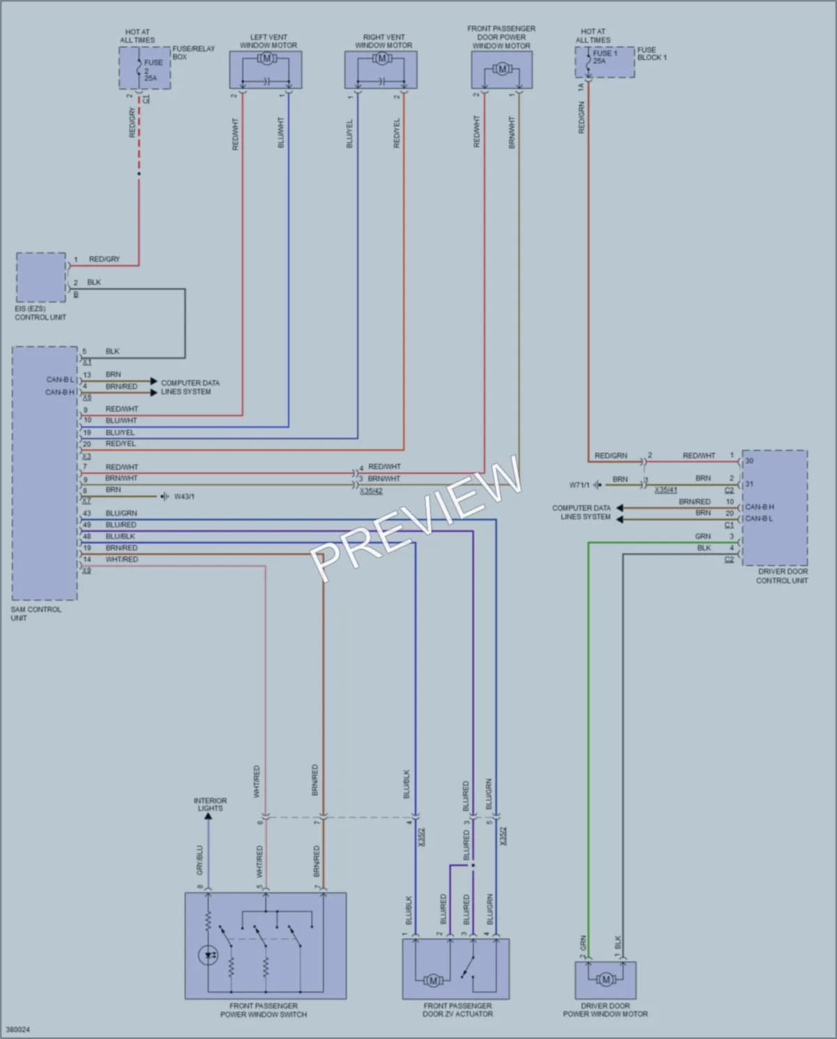 2013 MercedesBenz 2500Sprinter Power Windows wiring diagram preview
