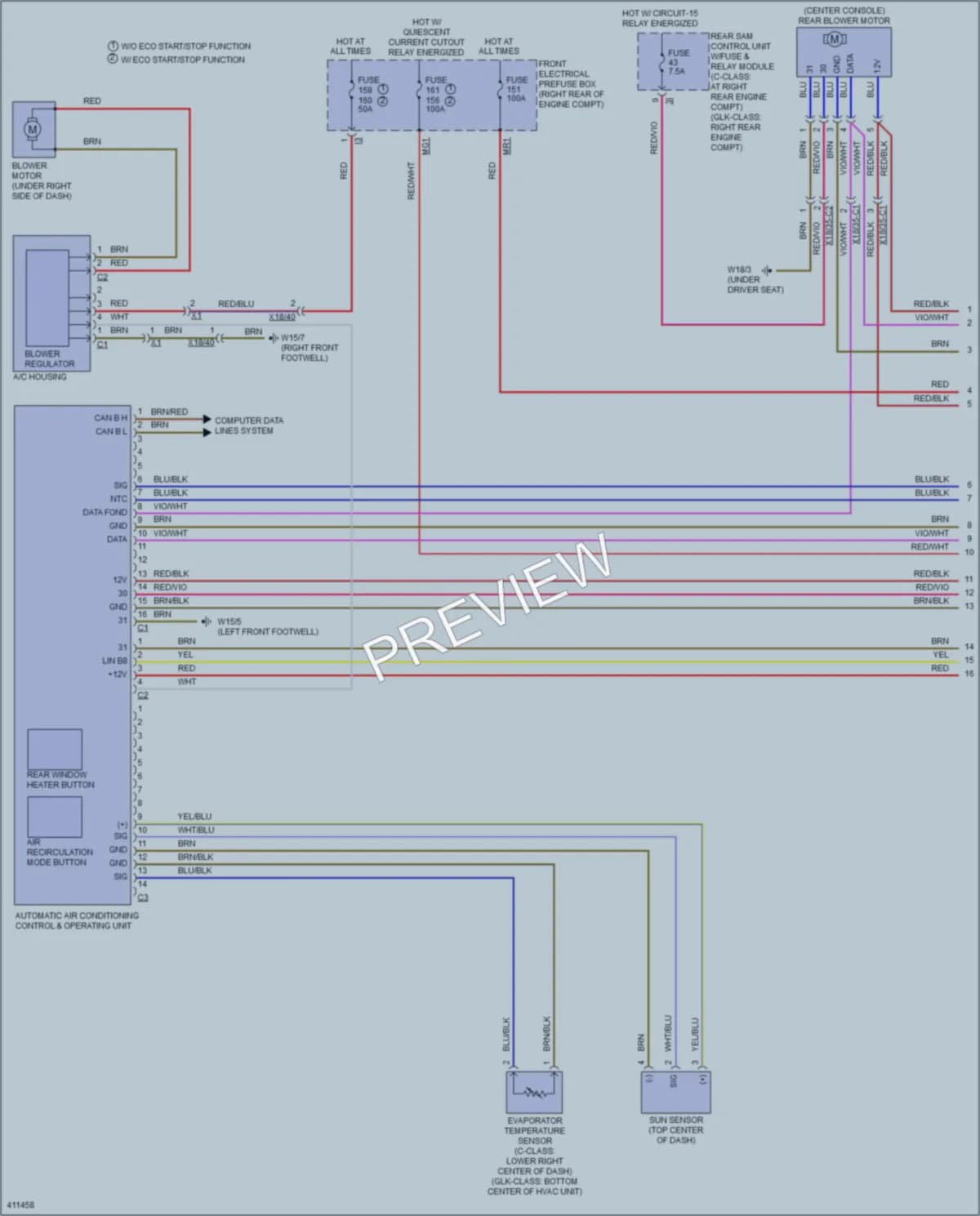 2013 MercedesBenz C250 Air Conditioning wiring diagram preview