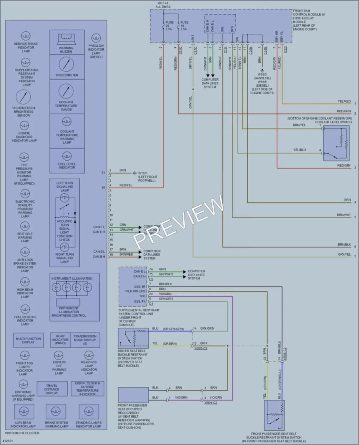 2013 MercedesBenz C300 Instrument Cluster wiring diagram preview
