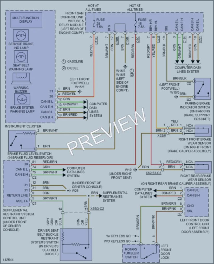 2013 MercedesBenz C300 Warning Systems wiring diagram preview