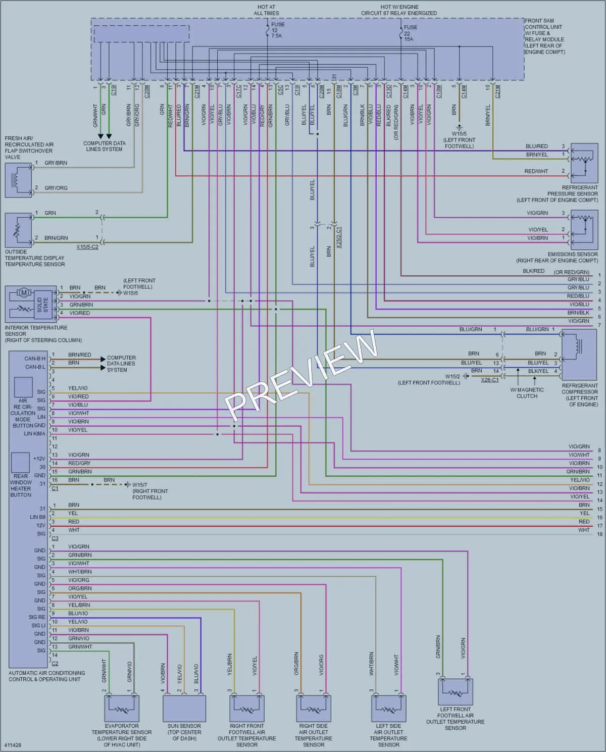 2013 MercedesBenz CLS550 Air Conditioning wiring diagram preview