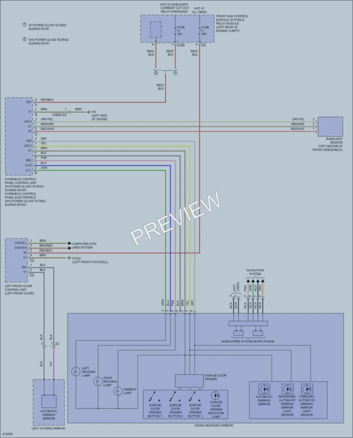 2013 MercedesBenz CLS550 Power Mirrors wiring diagram preview