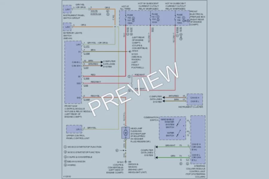 2013 MercedesBenz E400HYBRID Wiper Washer wiring diagram preview