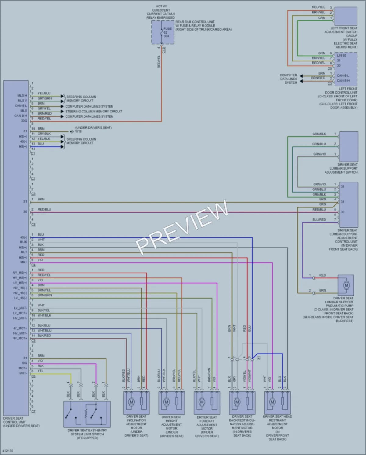 2013 MercedesBenz GLK250BLUETEC Memory Systems wiring diagram preview