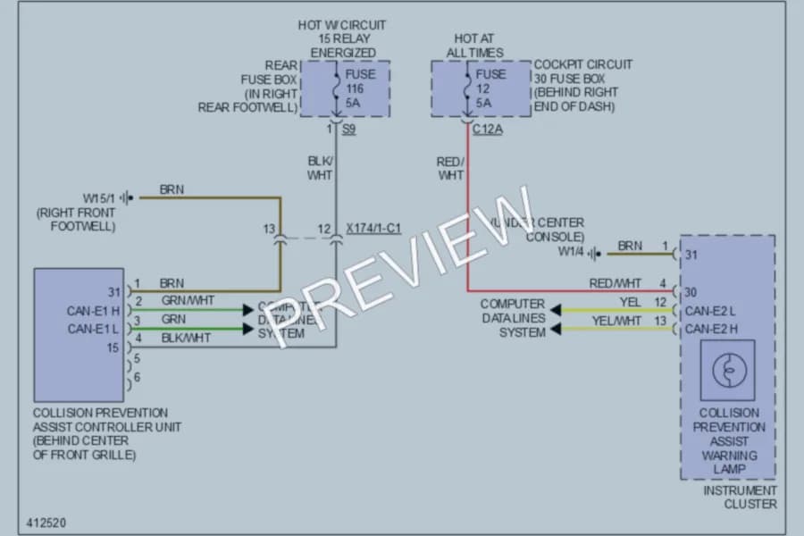2013 MercedesBenz ML550 Instrument Cluster wiring diagram preview