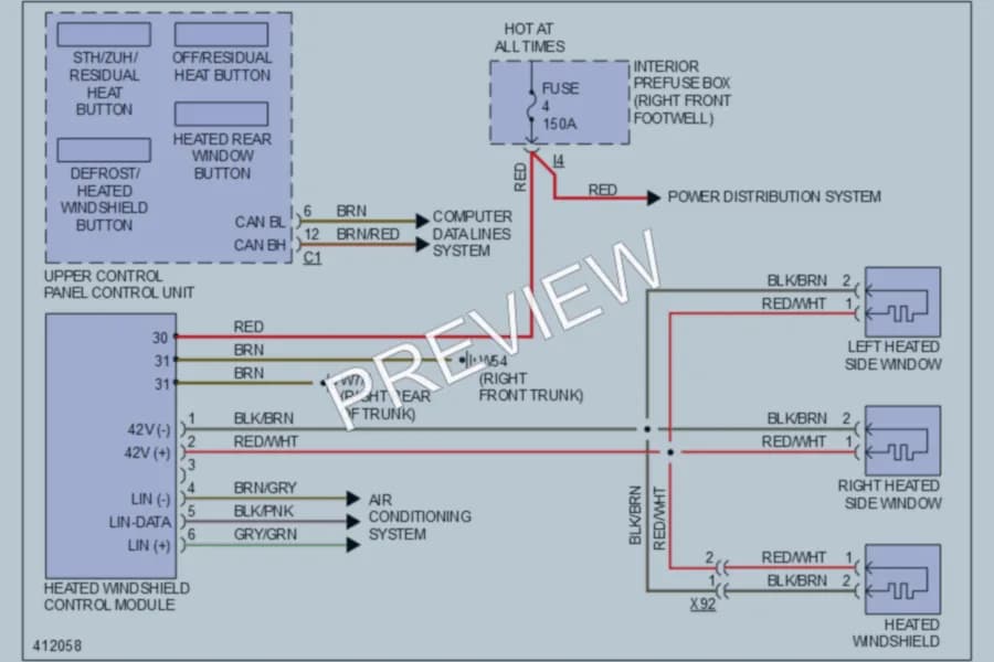 2013 MercedesBenz S350BLUETEC Defoggers wiring diagram preview