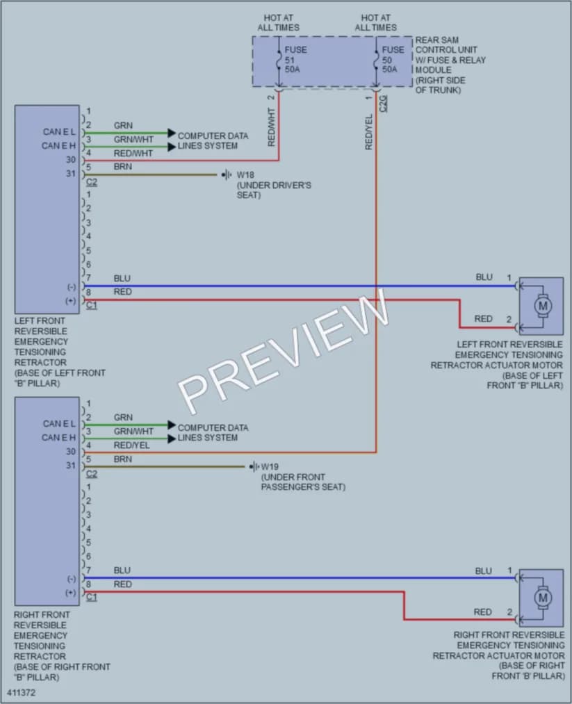 2013 MercedesBenz S550 Supplemental Restraints wiring diagram preview