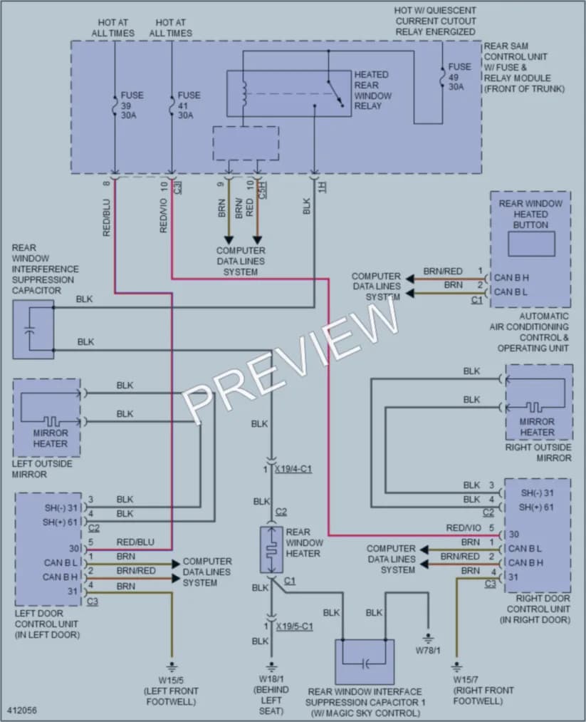 2013 MercedesBenz SLK350 Defoggers wiring diagram preview