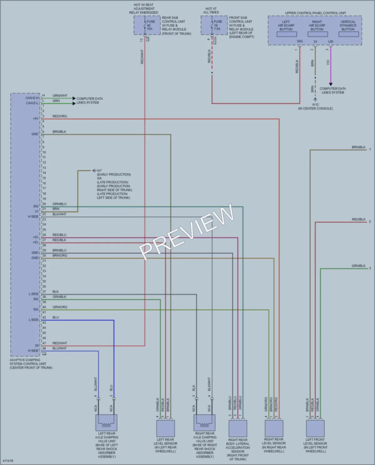 2013 MercedesBenz SLK350 Electronic Suspension wiring diagram preview