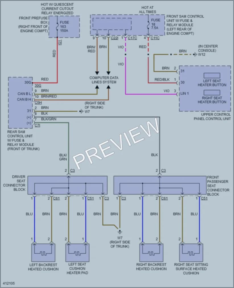 2013 MercedesBenz SLK350 Power Seats wiring diagram preview