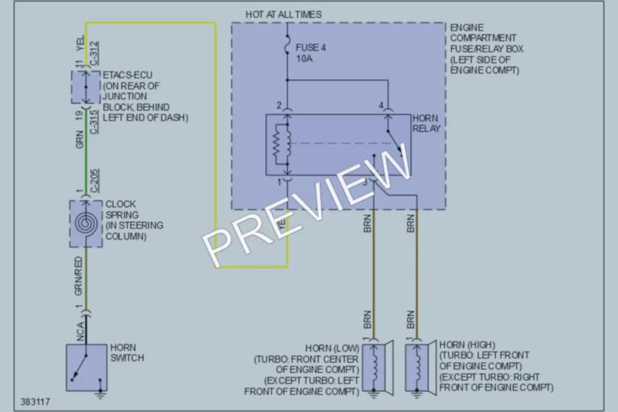 2013 Mitsubishi LancerSportback Horn wiring diagram preview