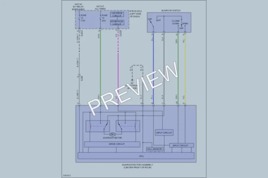 2013 Mitsubishi Outlander Power Top Sunroof wiring diagram preview