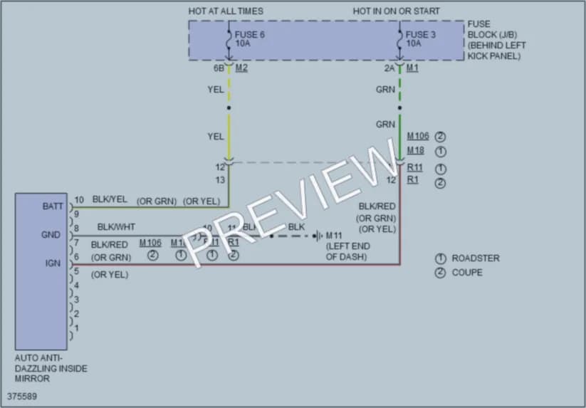 2013 Nissan 370Z Power Mirrors wiring diagram preview