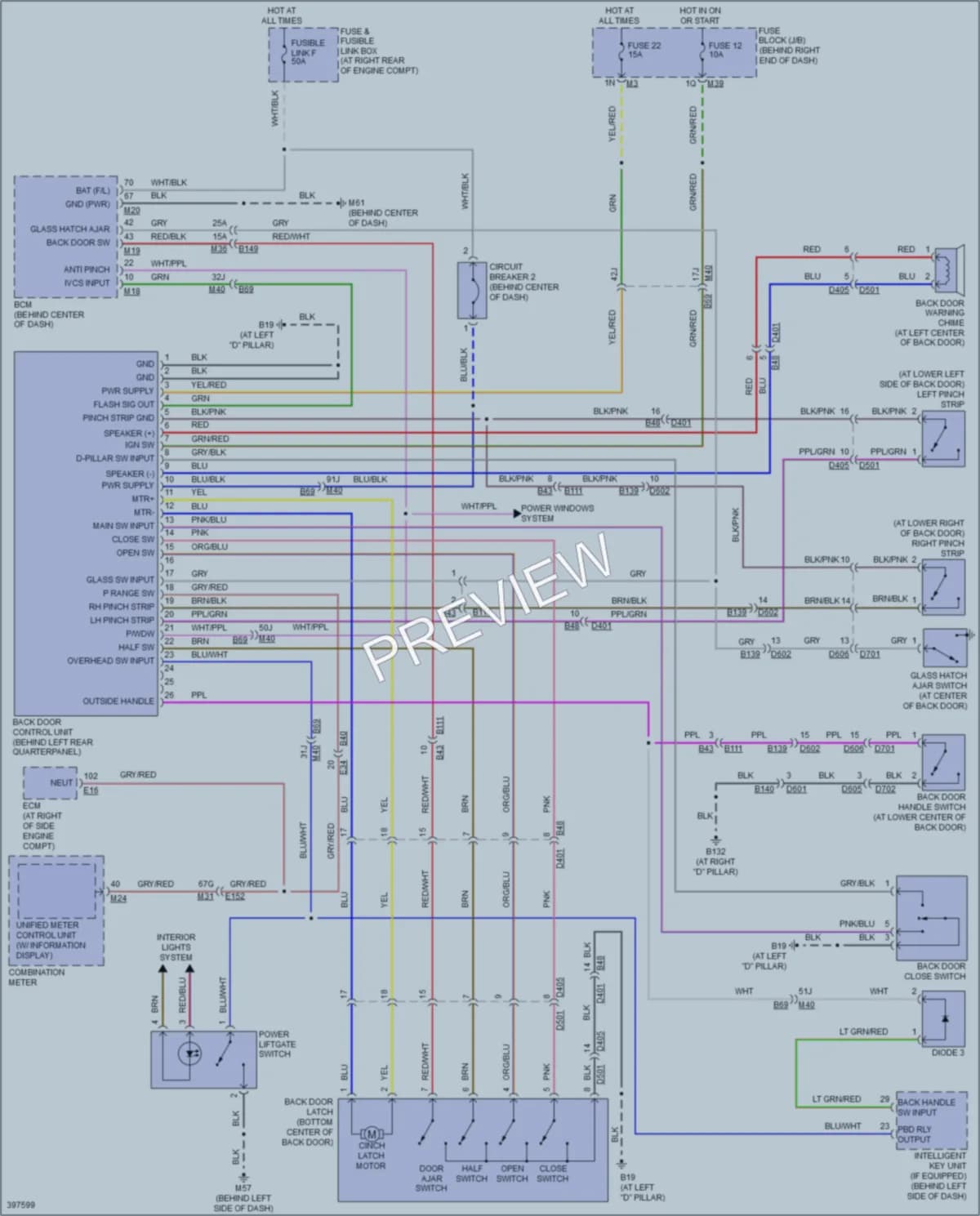 2013 Nissan Armada Trunk Tailgate Fuel Door wiring diagram preview