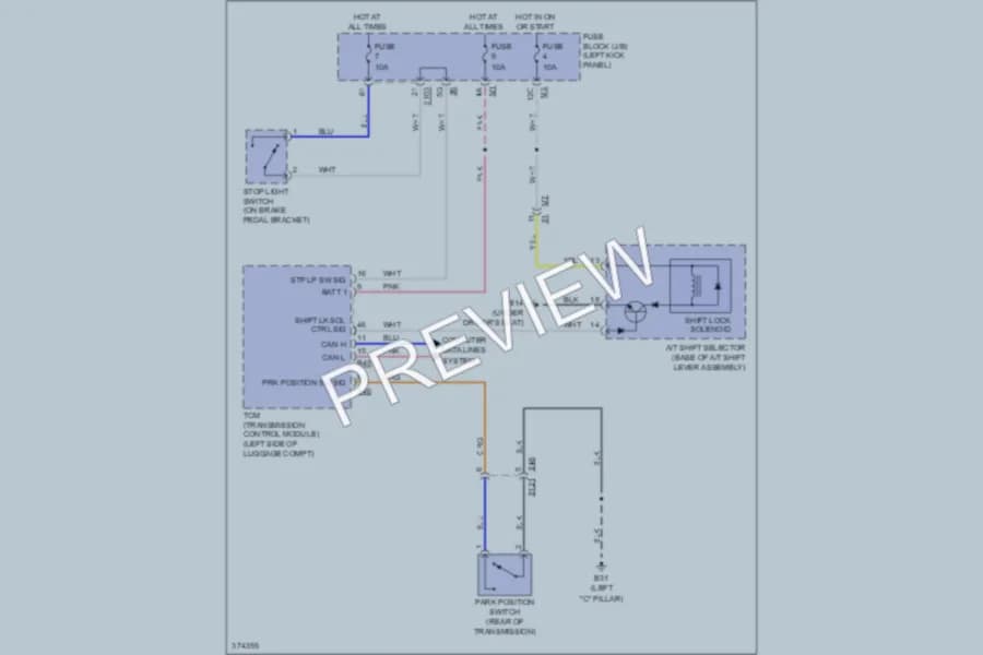 2013 Nissan GTR Shift Interlock wiring diagram preview
