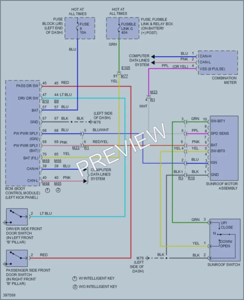 2013 Nissan JUKE Power Top Sunroof wiring diagram preview