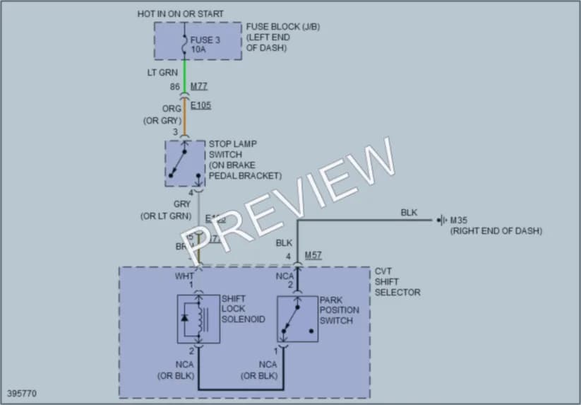 2013 Nissan JUKE Shift Interlock wiring diagram preview