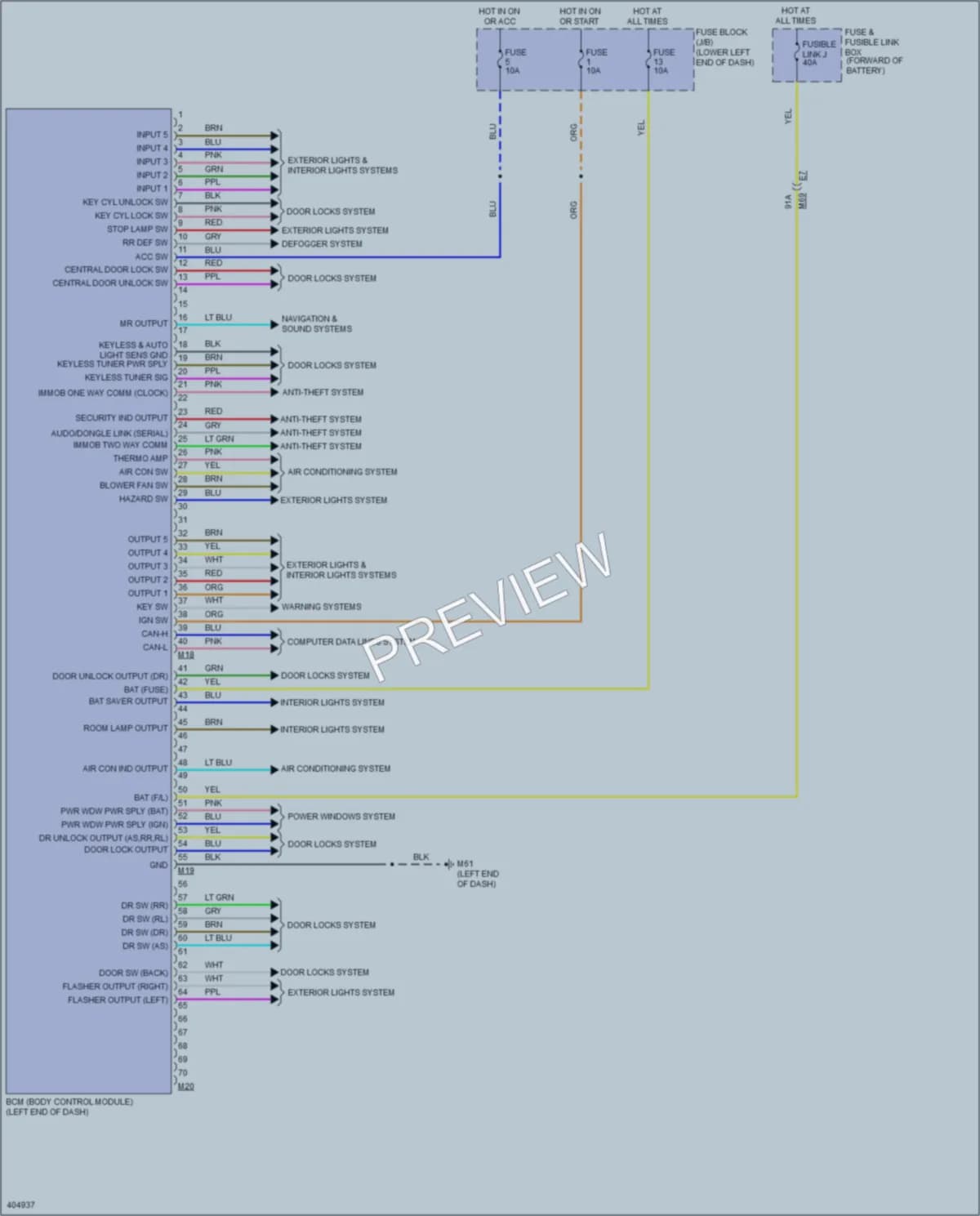 2013 Nissan NV200 Body Control Modules wiring diagram preview