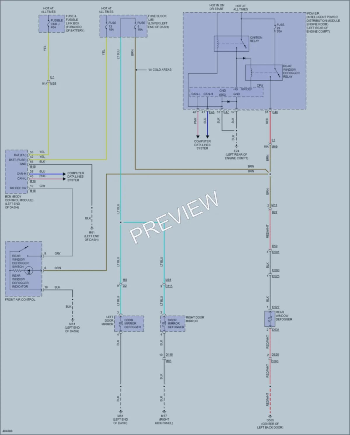 2013 Nissan NV200 Defoggers wiring diagram preview