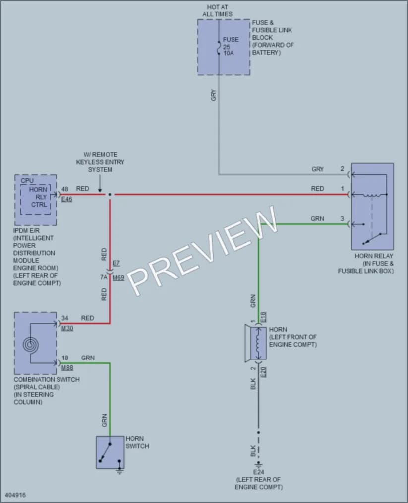 2013 Nissan NV200 Horn wiring diagram preview