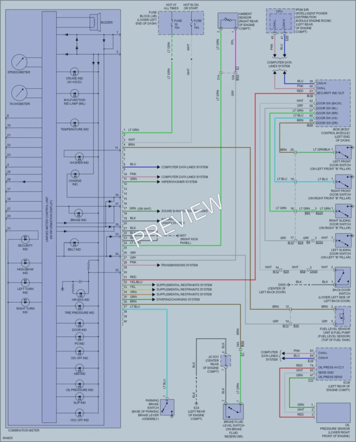 2013 Nissan NV200 Instrument Cluster wiring diagram preview