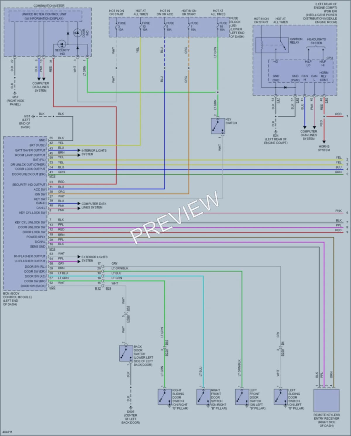 2013 Nissan NV200 Power Door Locks wiring diagram preview