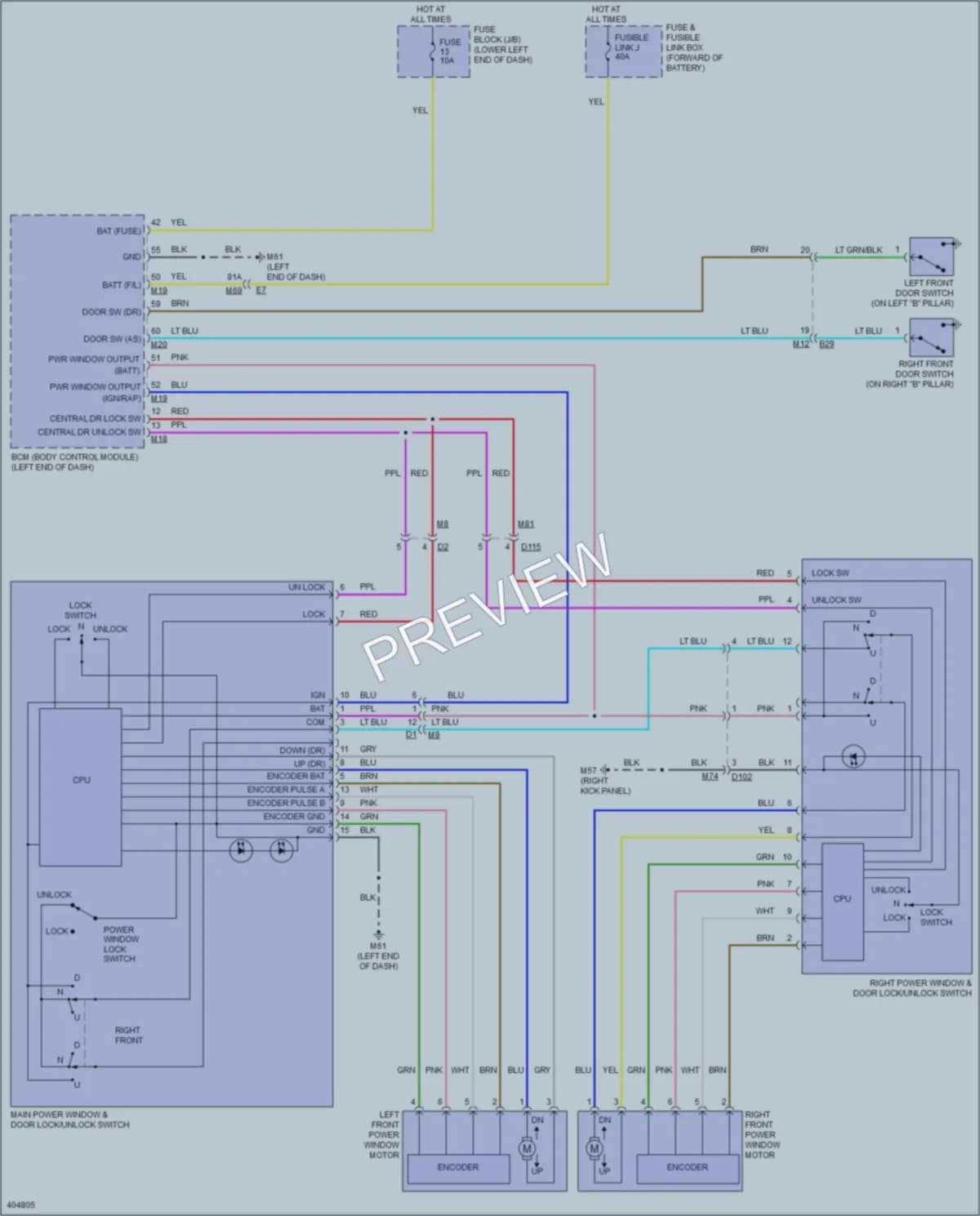 2013 Nissan NV200 Power Windows wiring diagram preview