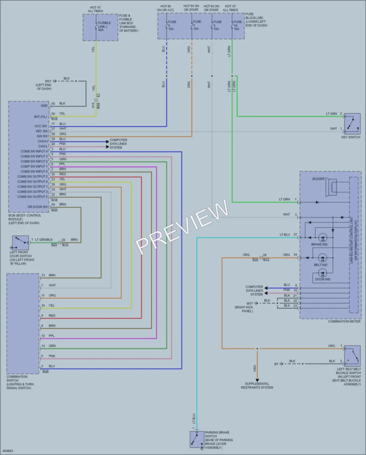 2013 Nissan NV200 Warning Systems wiring diagram preview