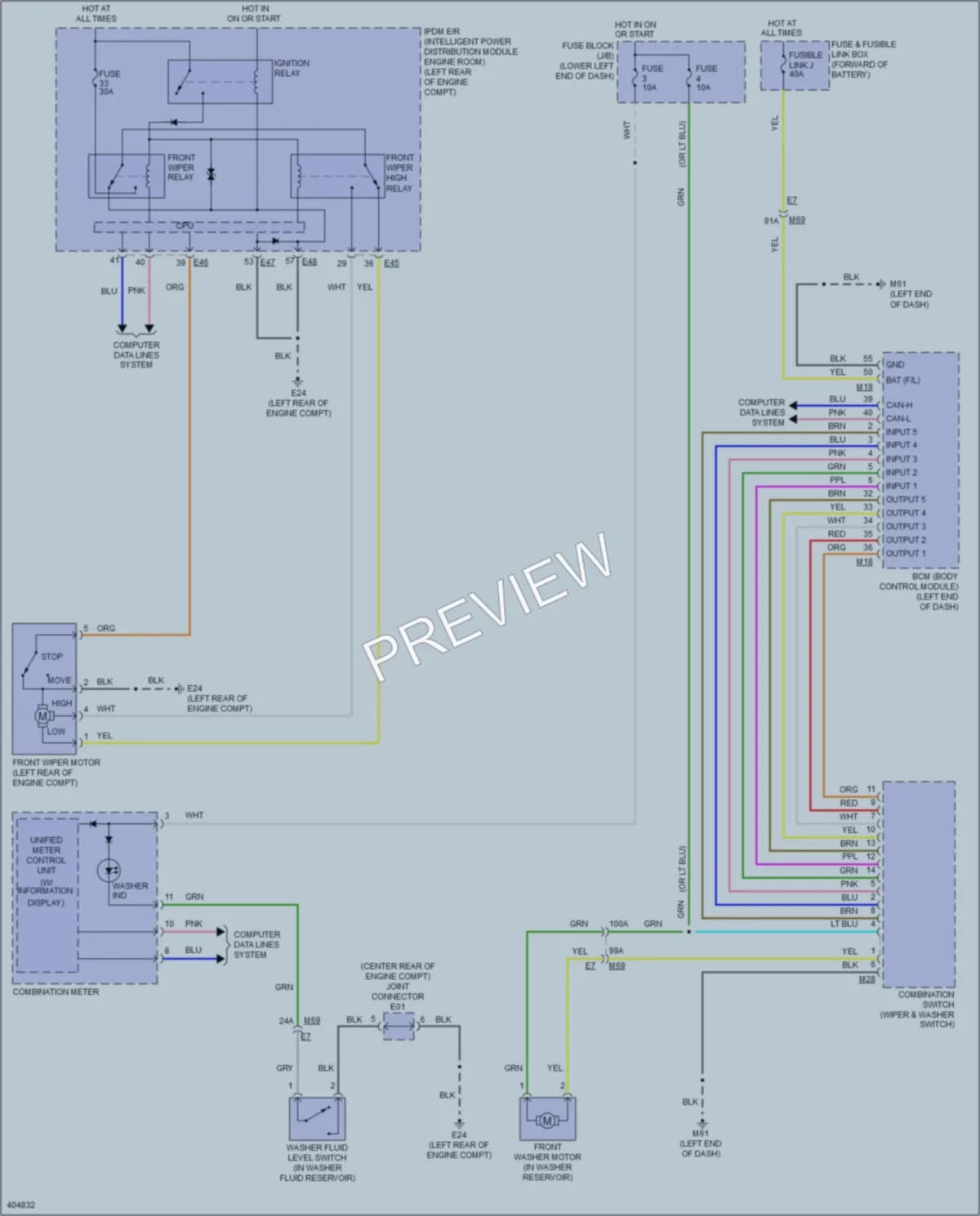 2013 Nissan NV200 Wiper Washer wiring diagram preview