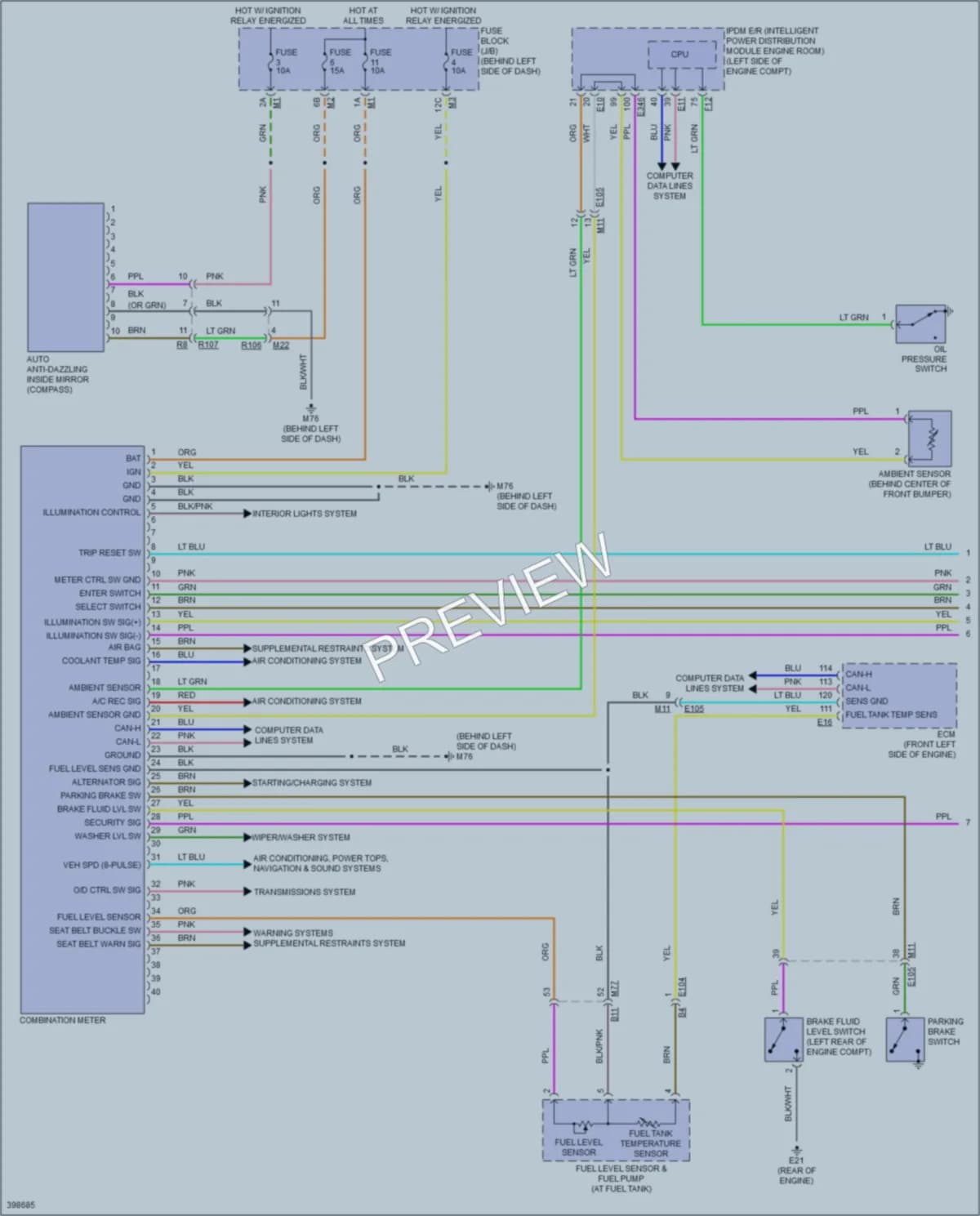2013 Nissan Quest Instrument Cluster wiring diagram preview