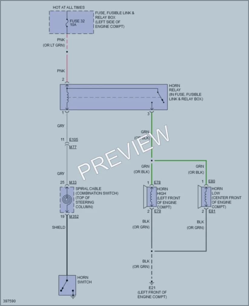 2013 Nissan Rogue Horn wiring diagram preview