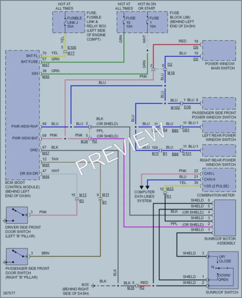 2013 Nissan Rogue Power Top Sunroof wiring diagram preview