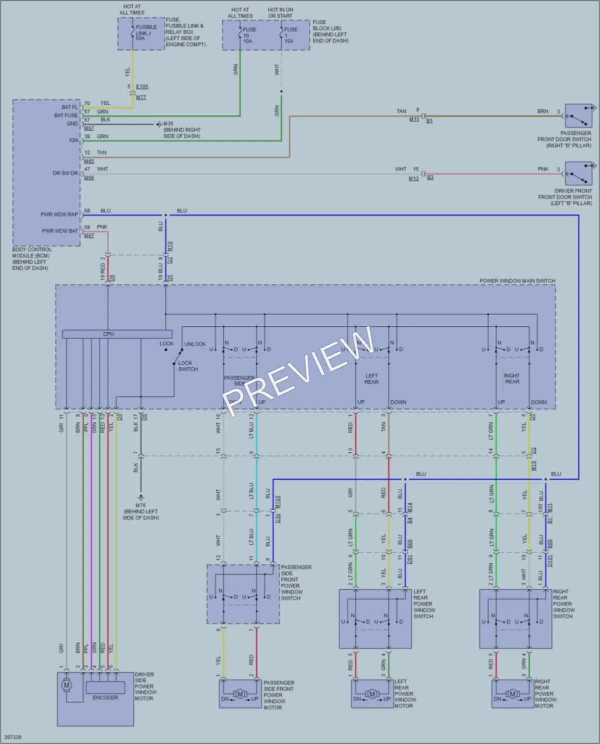 2013 Nissan Rogue Power Windows wiring diagram preview
