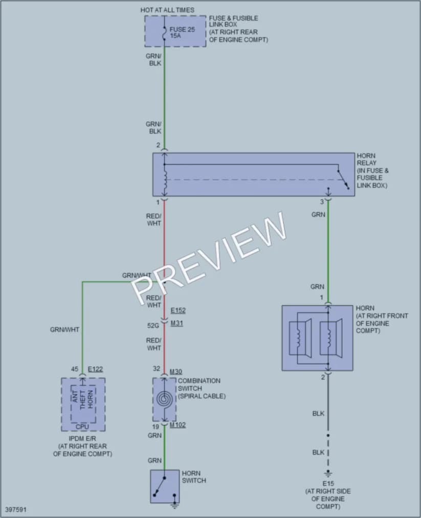2013 Nissan Titan Horn wiring diagram preview