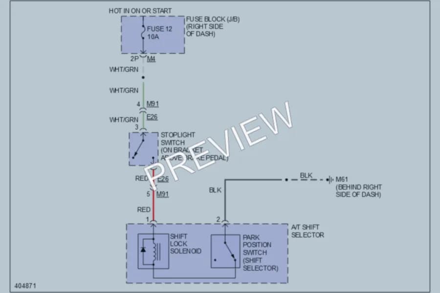 2013 Nissan Xterra Shift Interlock wiring diagram preview