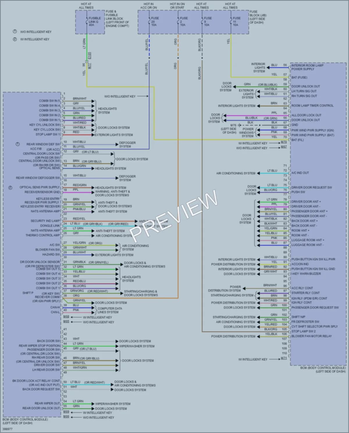 2013 Nissan cube Body Control Modules wiring diagram preview
