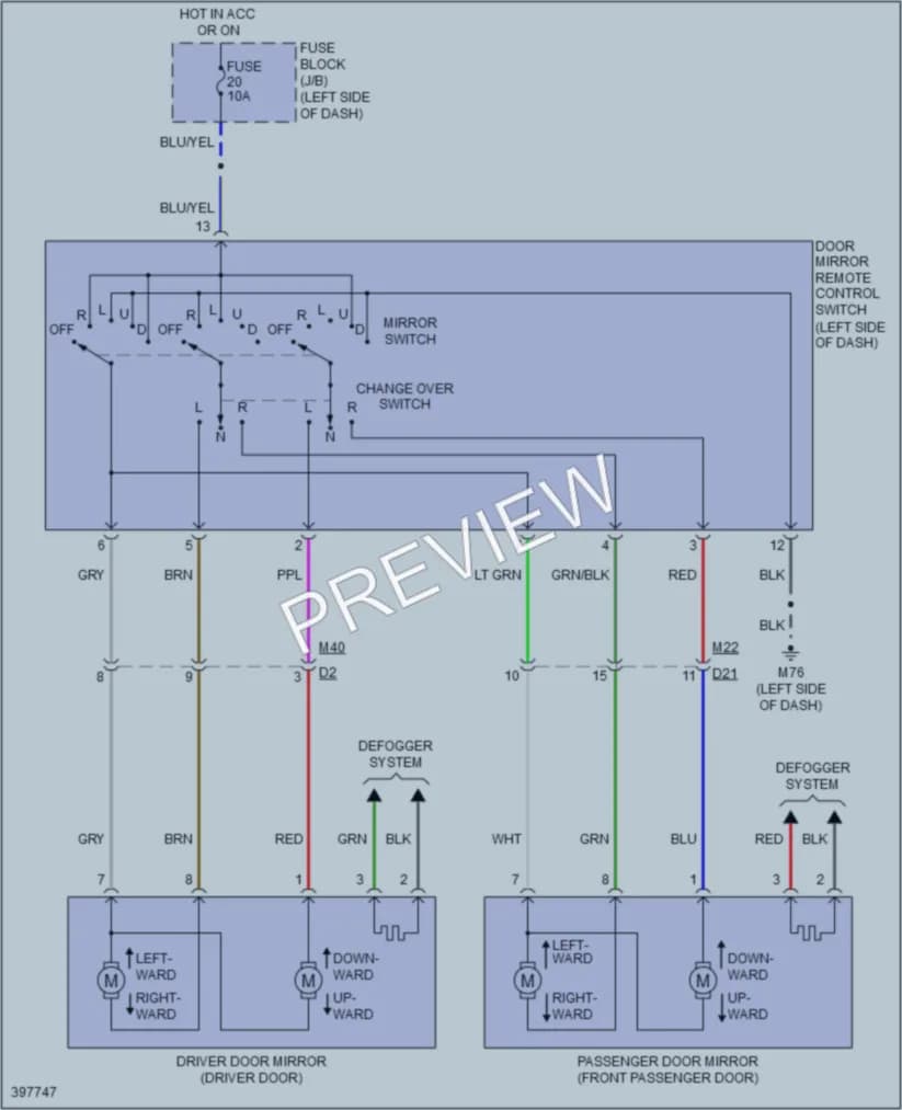 2013 Nissan cube Power Mirrors wiring diagram preview
