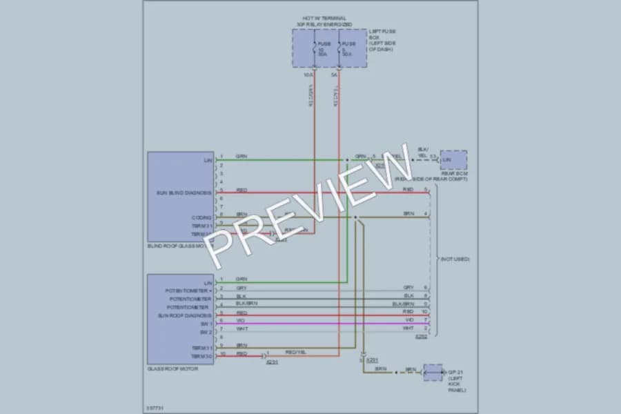 2013 Porsche Cayenne Power Top Sunroof wiring diagram preview