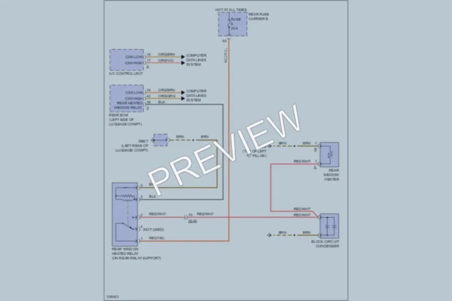 2013 Porsche Panamera Defoggers wiring diagram preview