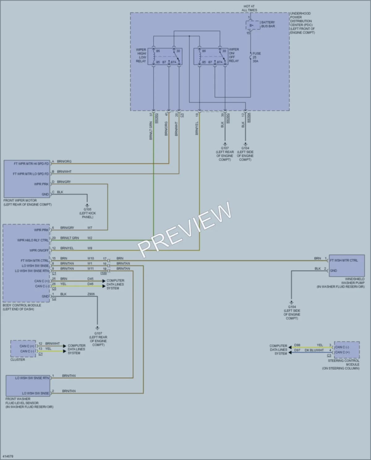 2013 Ram 1500Pickup Wiper Washer wiring diagram preview