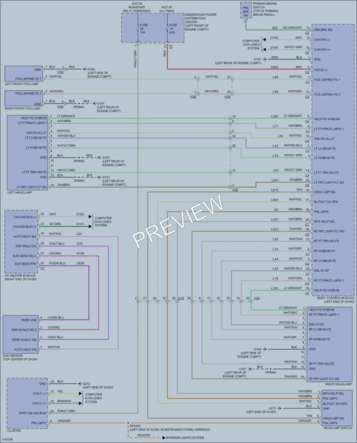 2013 Ram 2500Pickup Headlights wiring diagram preview
